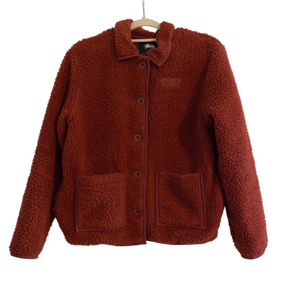 Stüssy Clay Sherpa Fleece Button Down Teddy Jacket Size XS - Picture 3 of 10